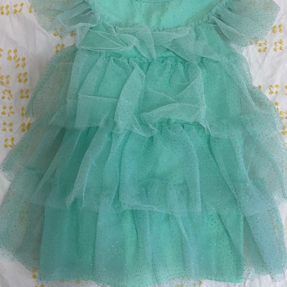 Janie and Jack Aqua Glitter Dress